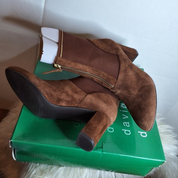 David Tate Monique  Brown Heeled Boots with Suede Finish And Stretch 8.5 NIB - Picture 5 of 11